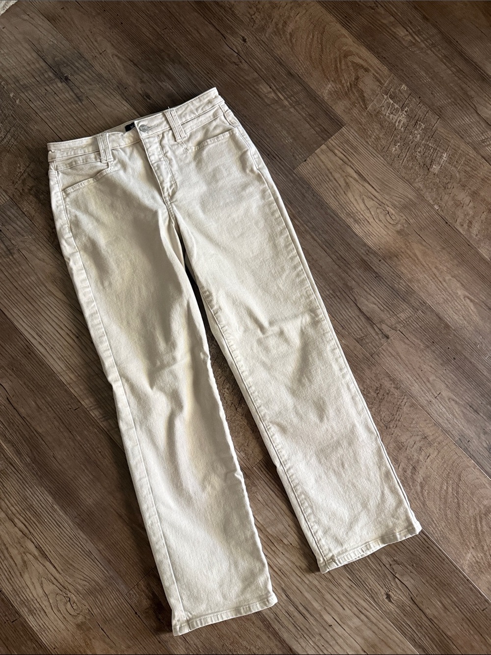 NYDJ Cream Ankle Straight Jeans